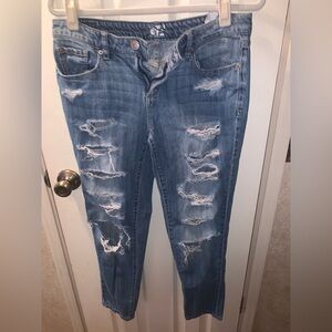 Garage Light Blue Distressed Boyfriend Jeans